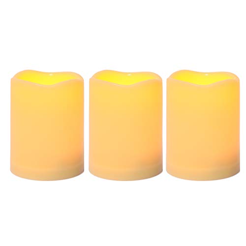 Outdoor Battery Operated Flameless LED Candles with Timer D3”xH4” 3 PCS (3 Count)