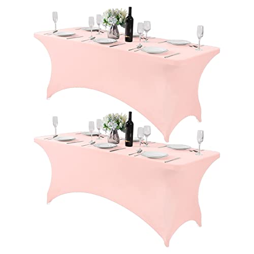 2Pack Spandex Table Cover for 6Ft or 4fT or 8ft Table Universal Fitted Stretch Tablecloth for Party (2 Count)