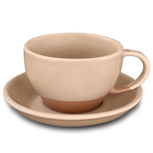 Ceramic Latte Art Mug With Saucer