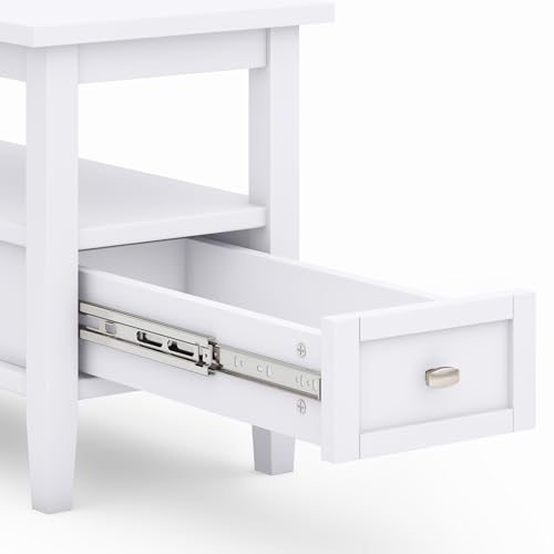 Warm Shaker 14" Wide Solid Wood Square End Table in White