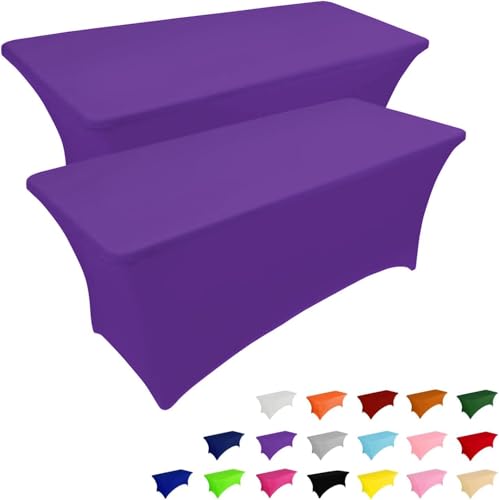 4FT Table Cloth for Rectangular Spandex Purple Table Cover