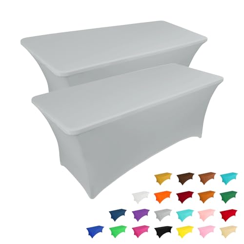 2 Pack 4FT Table Cloth for Rectangular Spandex Grey Table Cover (2 Count)