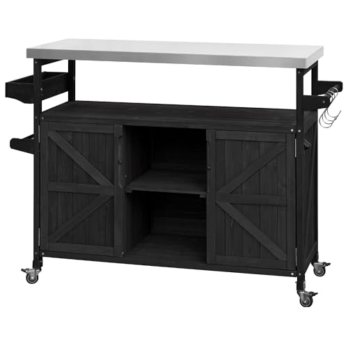 Outdoor Grill Table with Stainless Steel Top