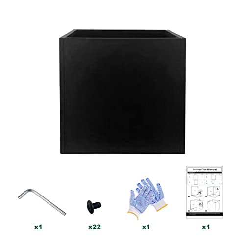 Galvanized Steel Planter Box Black Metal Planter Large Square 32Inch Indoor Outdoor Planters Cube Steel Heavy Duty Flower Pot Powder Coating Modern Commercial Residential for Patio