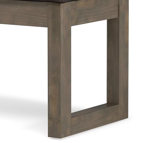 Milltown 27" Wide Vegan Leather Ottoman in Distressed Brown