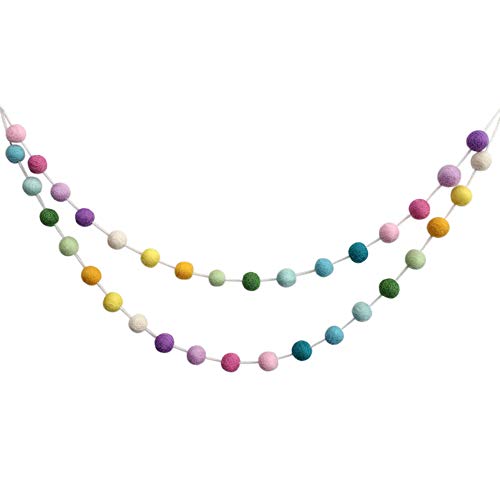 Felt Ball Garland Misscrafts 9.8 Feet 100% Wool Roving Pom Pom Garland 20mm Colorful for Baby Shower Grand Opening Party Festivals Room Decorations (35 Count)