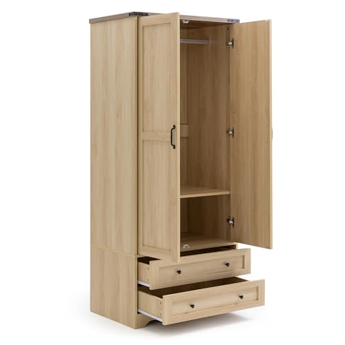 Wooden Armoire Wardrobe Closet with Drawers (2 Count)