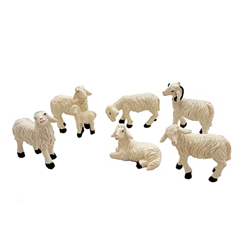 Miniature Sheep Figurines 6 Pcs Mini Sheeps for Nativity Scene Garden Decor (6 Count)