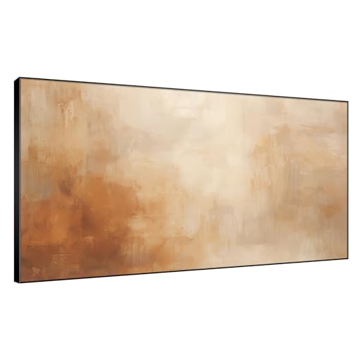 36"x72" Extra Large Framed Wall Art Beige Abstract Minimalist Neutral with Soft Brushstrokes Illustration for Home Living Room Bedroom Decor