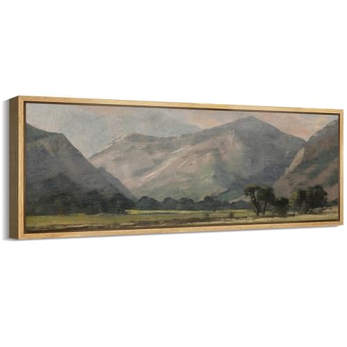 Large Framed Canvas Print Wall Art Pastoral Beauty Classic Mountainous Landscape Illustrations Antique Retro Fine Art Illustrations Decorative Colorful for Bedroom