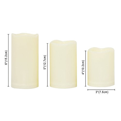 Waterproof Outdoor Battery Operated Flameless Candles Flickering Plastic Resin Electric LED Pillar Lights for Lantern Patio Garden Wedding Halloween Christmas Decorations 3x4”5”6” 3 Pack (3 Count)