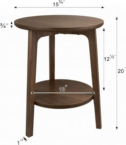 2 Tier Round Coffee Table Wood Nesting Side Table