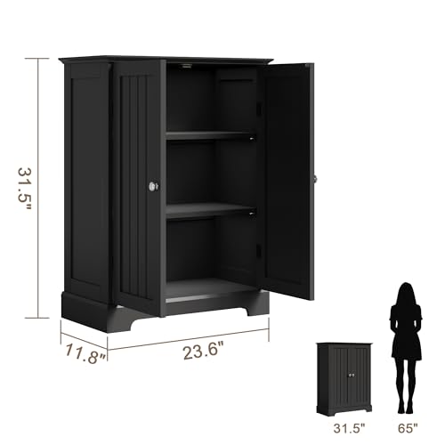 Bathroom Floor Cabinet with 2 Doors and Adjustable Shelves