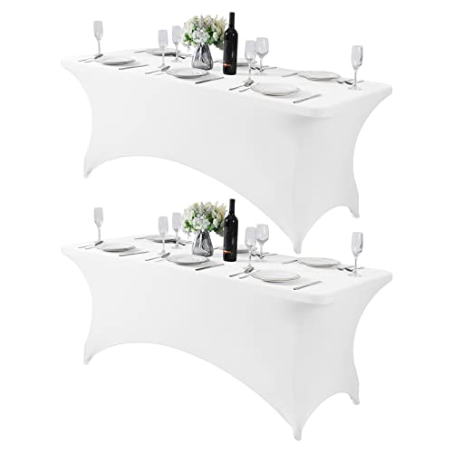2Pack Spandex Table Cover for 6Ft or 4fT or 8ft Table Universal Fitted Stretch Tablecloth for Party