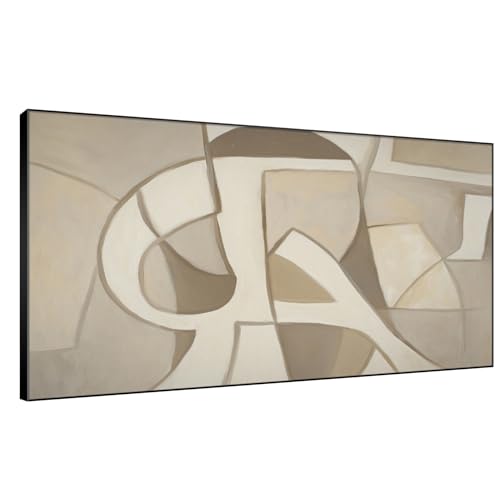 36"x72" Extra Large Framed Wall Art Neutral Abstract Geometric in Mid