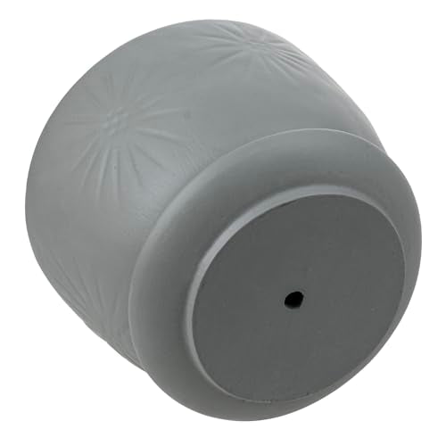 7 Inch Grey Ceramic Plant Pot with Drainage Hole and Attached Saucer
