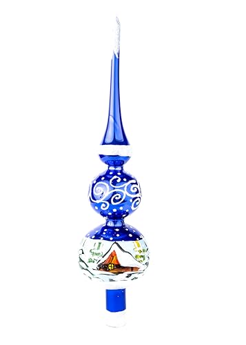 Spitz Glass Christmas Tree Topper Mouth Blown by Polish Artisans and Hand Decorated with Embellishments Made in Poland