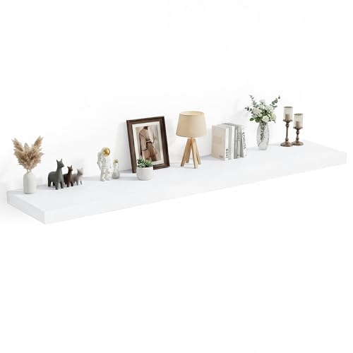 72 x 12 Deep Floating Shelves Wall Mounted Set of 2 White