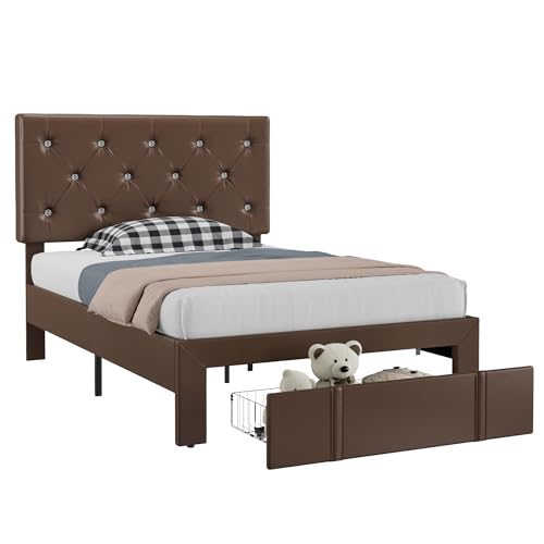 Twin Size Bed Frame with Storage Drawers