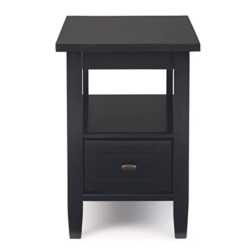 Warm Shaker 14" Wide Solid Wood Square End Table in Black