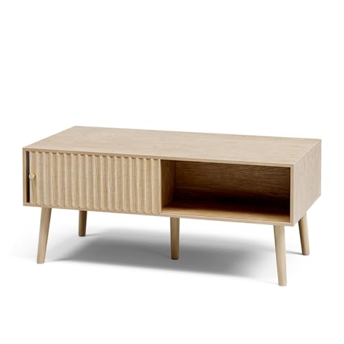 Coffee Table with Fluted Sliding Door