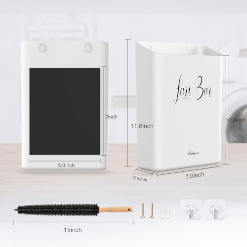 Magnetic Lint Bin for Laundry Room with Dryer Lint Brush