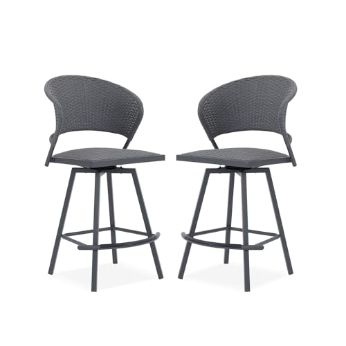 Patio Bar Stool Chairs with Footrests and Padded Seat (2 Count)