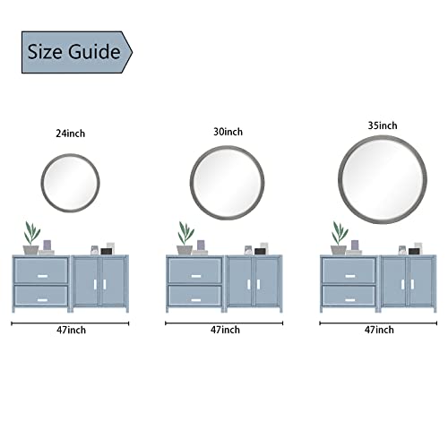 35" Round Wood Mirror