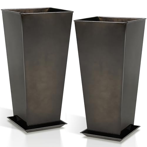 Garden 28" Large Metal Glazed Planter Set of 2 (2 Count)