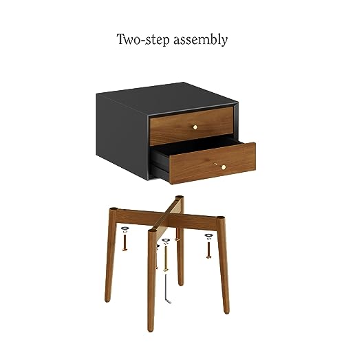 Harper Modern Nightstand Side Accent or End Table with Storage Drawer