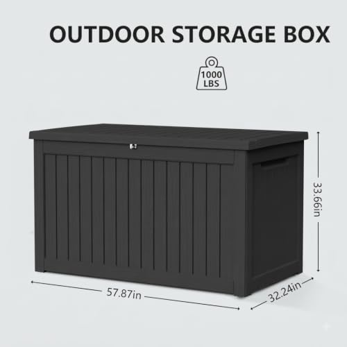 280 Gallon Outdoor Storage Box Waterproof Lockable Resin Deck Box Large