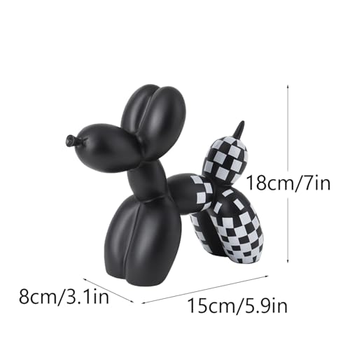 Resin Balloon Dog Statue with Checkered Pattern