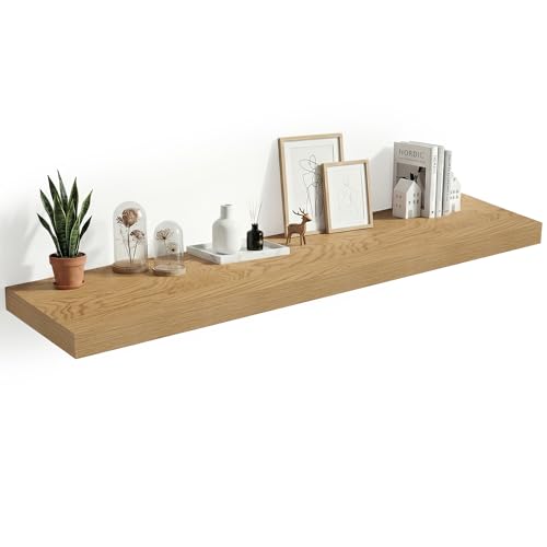 48 x 12 Deep Floating Shelves Wall Mounted Set of 1 Oak