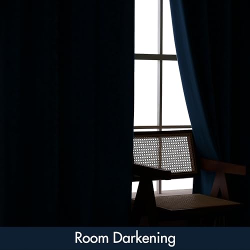 Navy Blue Blackout Velvet Curtains Drapes 84 Inch Long 52"x84" (2 Count)