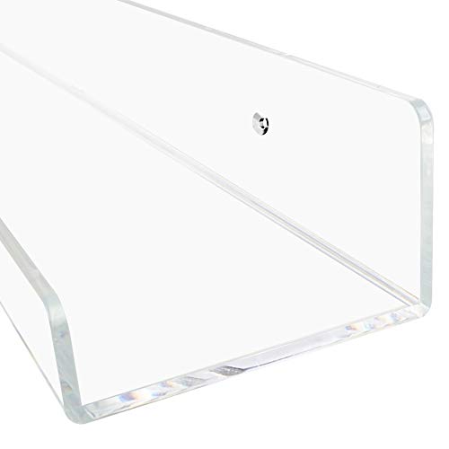 Clear Acrylic Shelves 15" Floating Wall Mount Ledge Display Bookshelf 2Pack (2 Count)