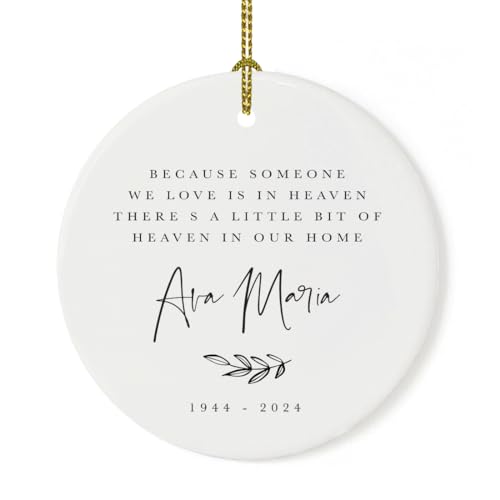 Personalized Round Ceramic Porcelain Christmas Ornament Keepsake Beareavement Memorial Gift