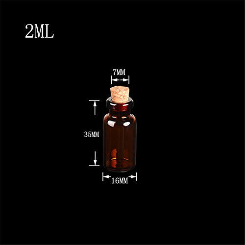 Amber Glass Vials 2ml with Cork Empty Brown Tiny Glass Jars Mini Glass Bottles Containers 50 Units