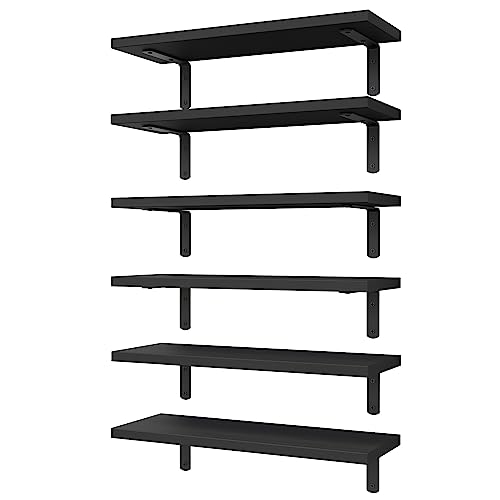 Floating Shelves Set of 6 for Wall Decor & Storage (6 Count)