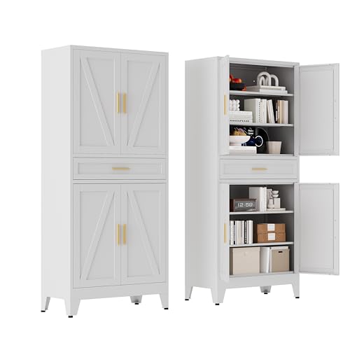 71 "Farmhouse Metal Filing Cabinet with a Drawer and 4 Adjustable Shelves