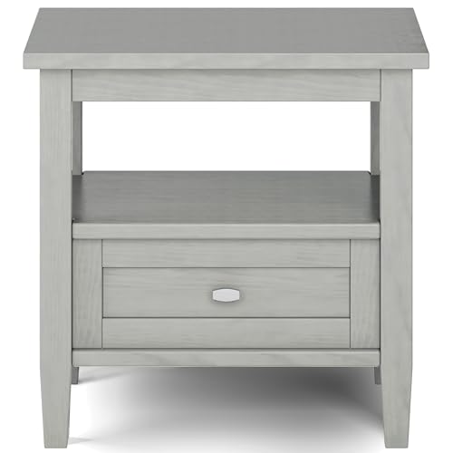 Warm Shaker 20" Wide Solid Wood Square End Table in Fog Grey