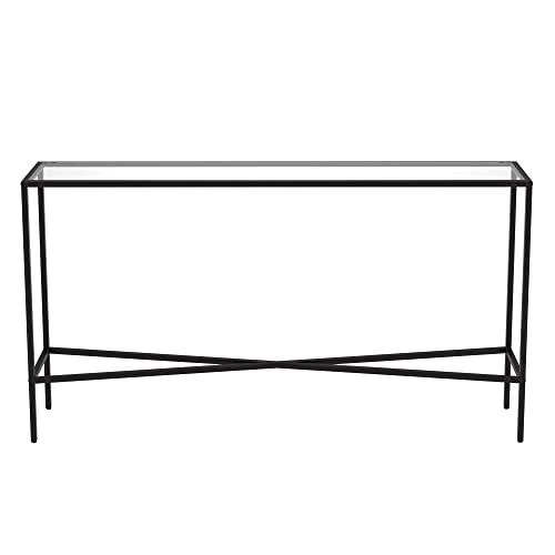 Henley 55'' Wide Rectangular Console Table with Glass Top in Blackened Bronze