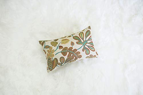 Set of 2 Jacquard Tropical Leaf Pattern Oblong Throw Pillow Covers Accent Pillowcase 12X20 Inches (2 Count)