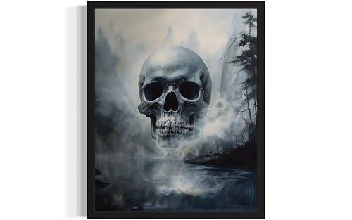 Foggy Skull Black Framed Poster Art Print