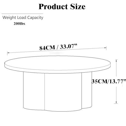 33” Round Wood Coffee Table Small Center Table MDF Side Table Dinning Table Living Room
