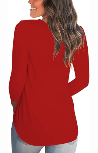 Long Sleeve Christmas Shirts for Women Cute Snowflake Graphic Tops V Neck Funny Print Tee T