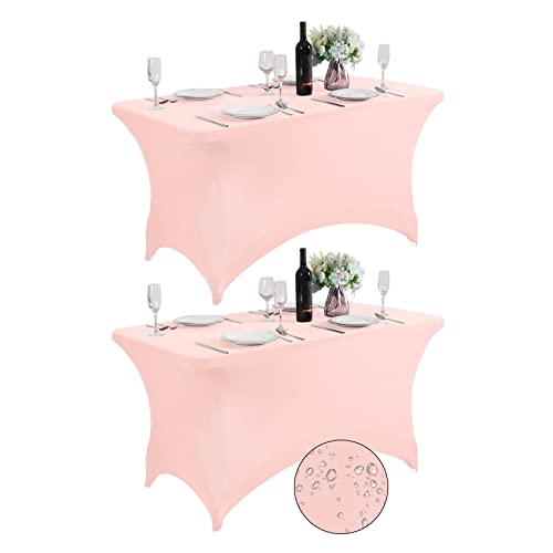 2Pack Waterproof Spandex Table Cover for 4FT Table Universal Fitted Stretch Tablecloth for Party (2 Count)