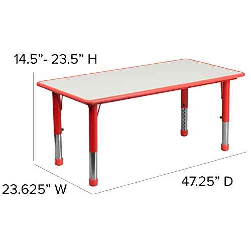 Red 47.25x23.5 Activity Table Set with 6 Chairs
