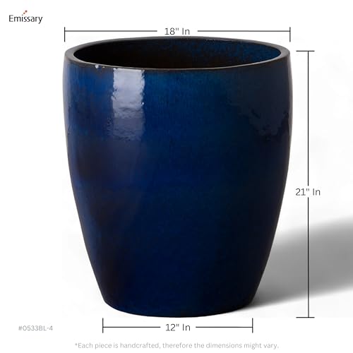 Bullet 18 in. Blue Ceramic Round Planter