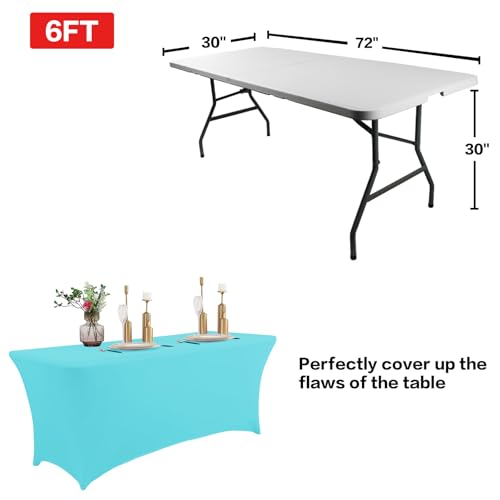 2 Pack 6FT Table Cloth for Rectangular Spandex Blue Mist Cover (2 Count)