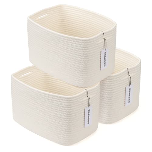 Woven Cotton Rope Storage Baskets 15x10x9.3" 3 Pack White
